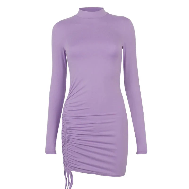 Long Sleeve Turtleneck Bandage Mini Dress