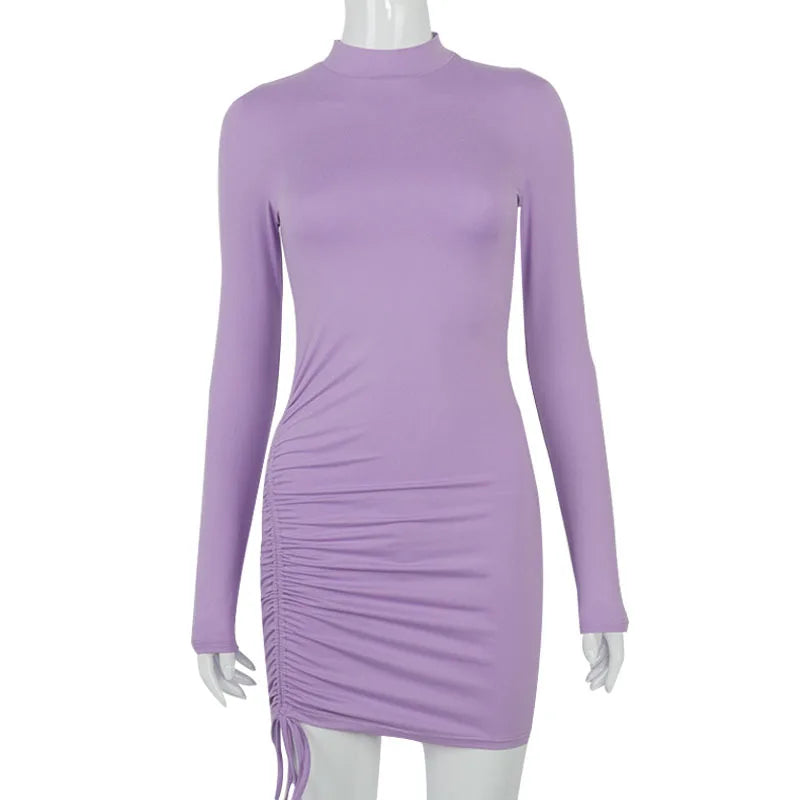 Long Sleeve Turtleneck Bandage Mini Dress