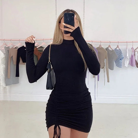 Long Sleeve Turtleneck Bandage Mini Dress