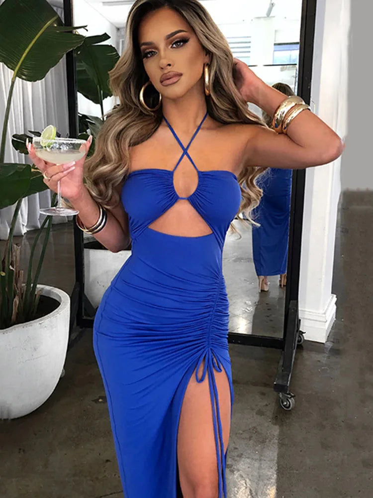 Sleeveless Backless Midi Dress – Sexy & Chic Nightclub Outfit